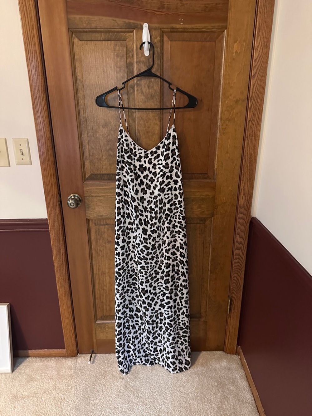 Leopard Print Slip Maxi Dress - White/Black